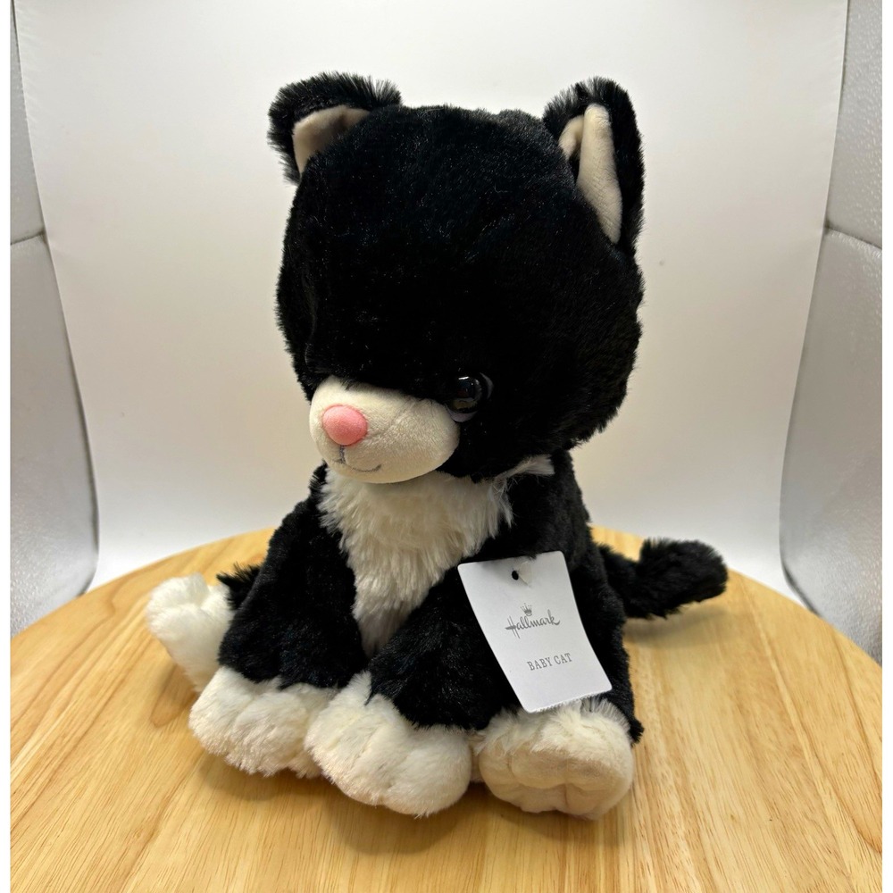 Hallmark Black White Cat Kitten Plush Stuffed Animal Toy Small KAM2042 NWT